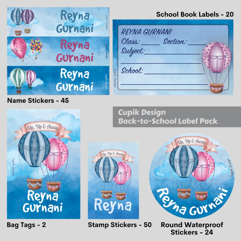 Hot Air Balloon – Back to School Label Pack