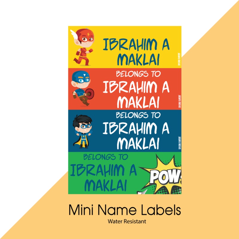 Mini Name Labels – Comic Superhero