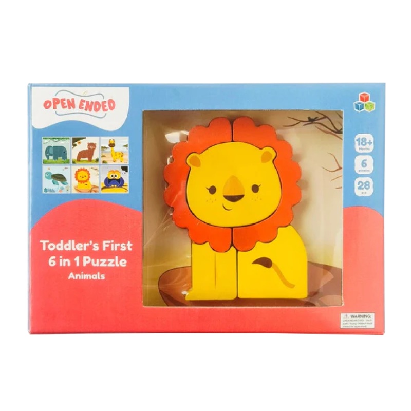 Open Ended Toddler’s First 6 In 1 Puzzle  – Animals