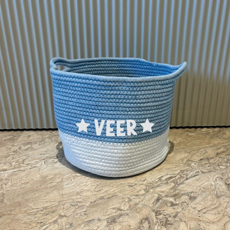 Personalised Storage Basket – Small, Blue  CLEARANCE SALE