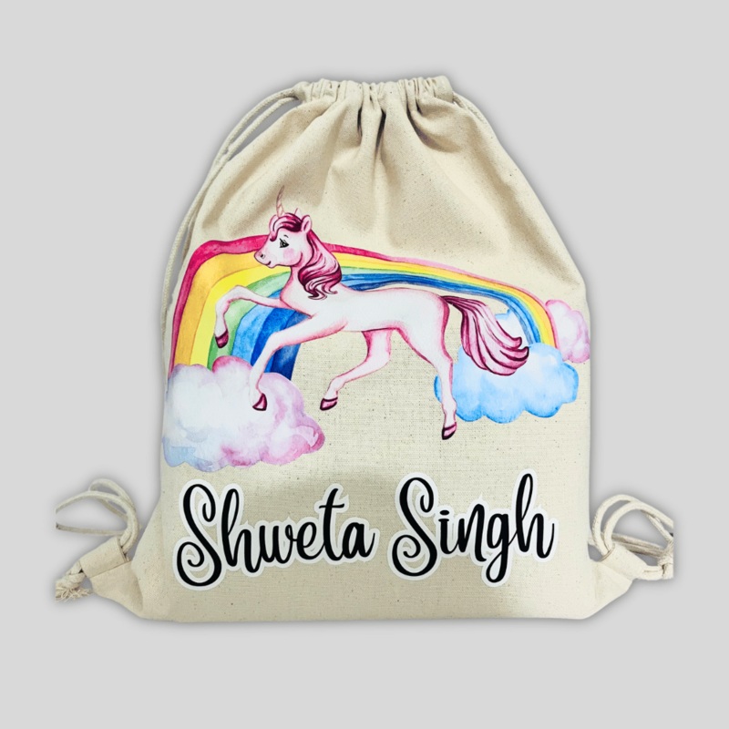 Rainbows & Unicorns Drawstring Bag (Canvas)