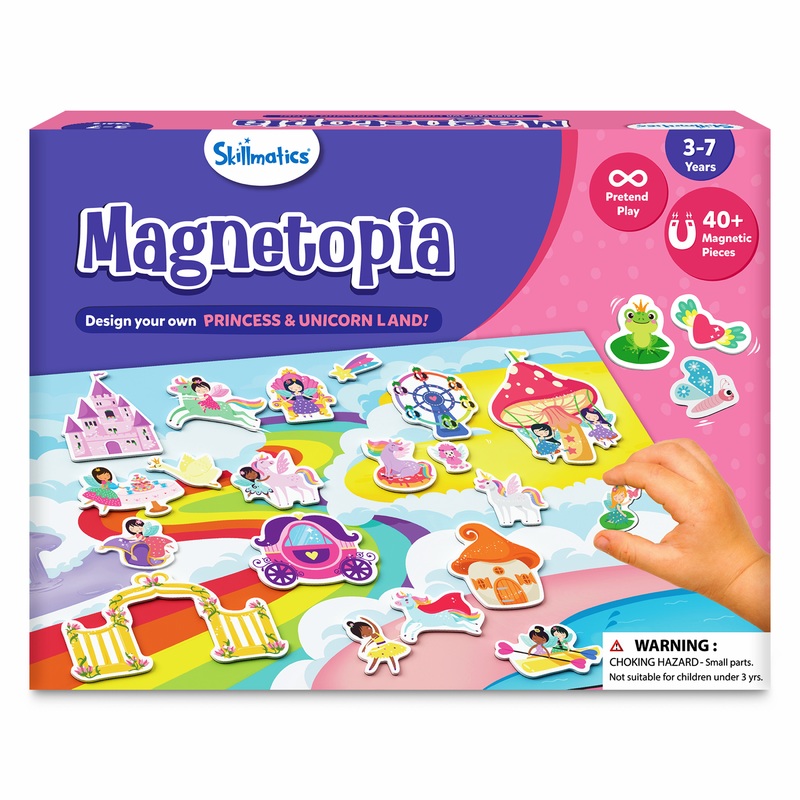 Skillmatics Creative Toy Magnetopia – Princess & Unicorn Land, Interactive Pretend Play Set for Kids, Toddlers, 40+ Magnetic Pieces, Preschool Learning Game, Gifts for Girls & Boys Ages 3, 4, 5, 6, 7
