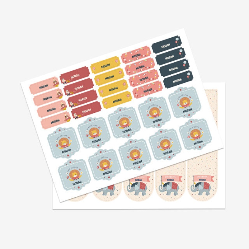 Name Labels / Gift Stickers – Animal Circus