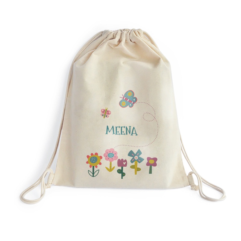 Personalised Drawstring Bag – Flower Power