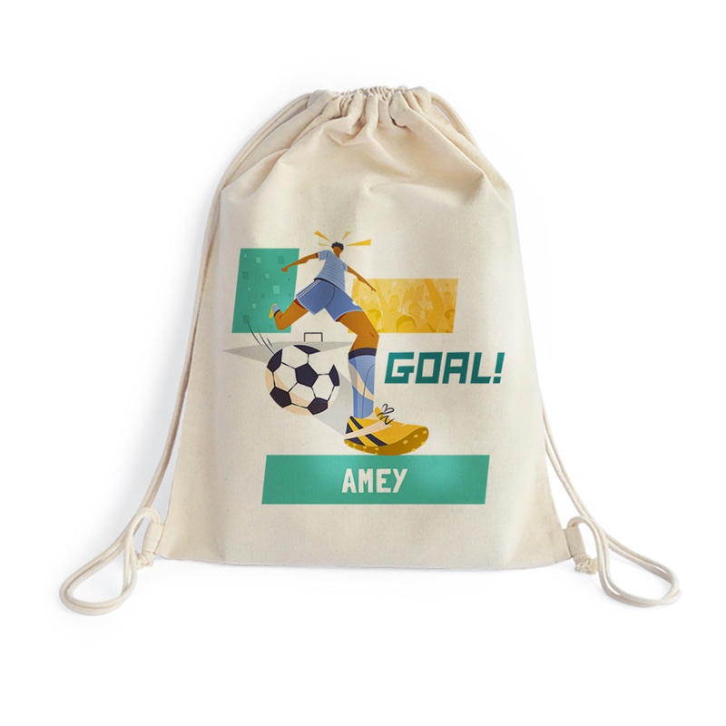 Personalised Drawstring Bag – Football Goals, Boy