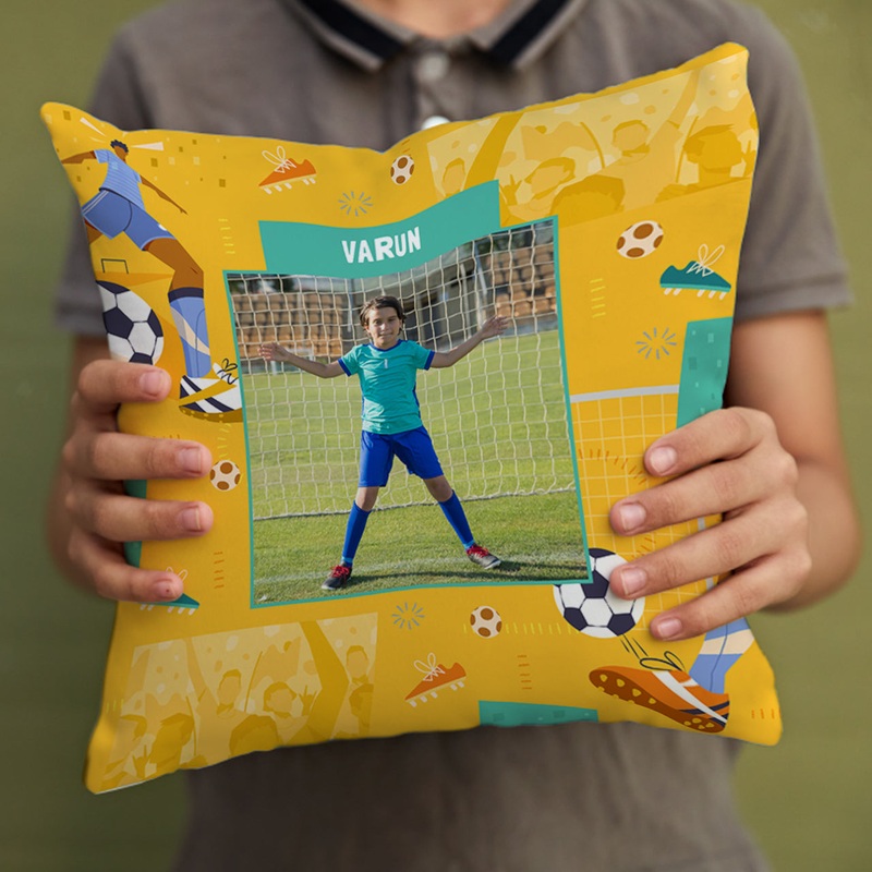Personalised Photo Cushions – Football Goals, Boy