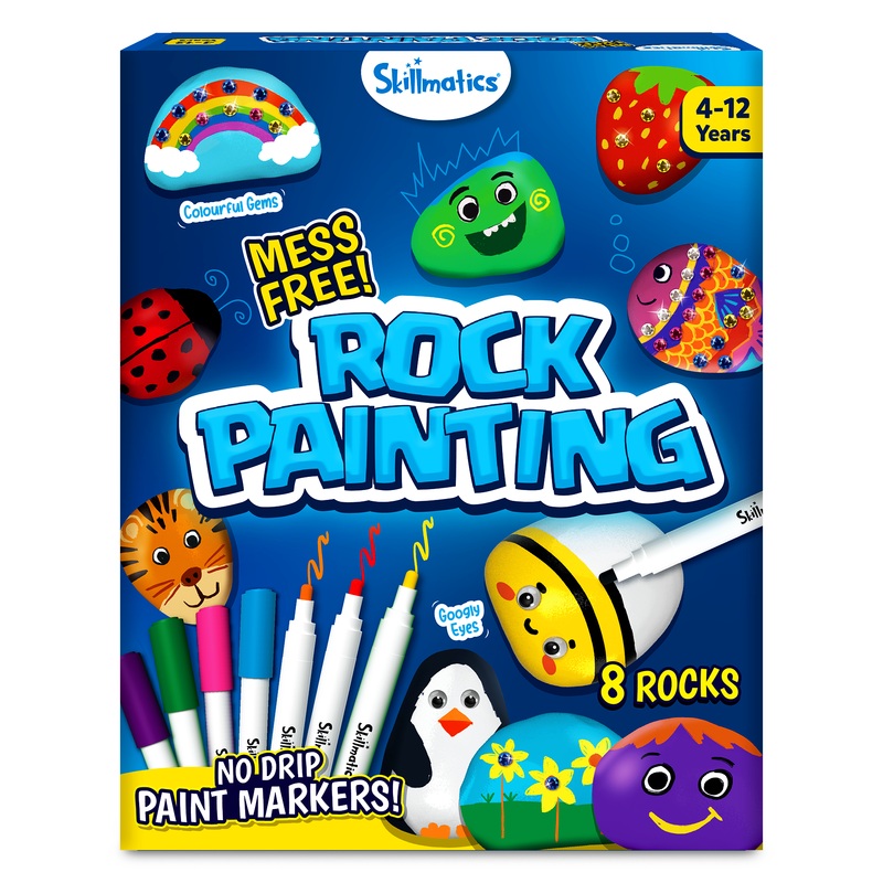 Skillmatics Rock Painting Kit – Mess-Free Art & Craft Activity for Girls & Boys, Craft Kits & Supplies, DIY Creative Activity, Gifts for Kids Ages 4 to 12