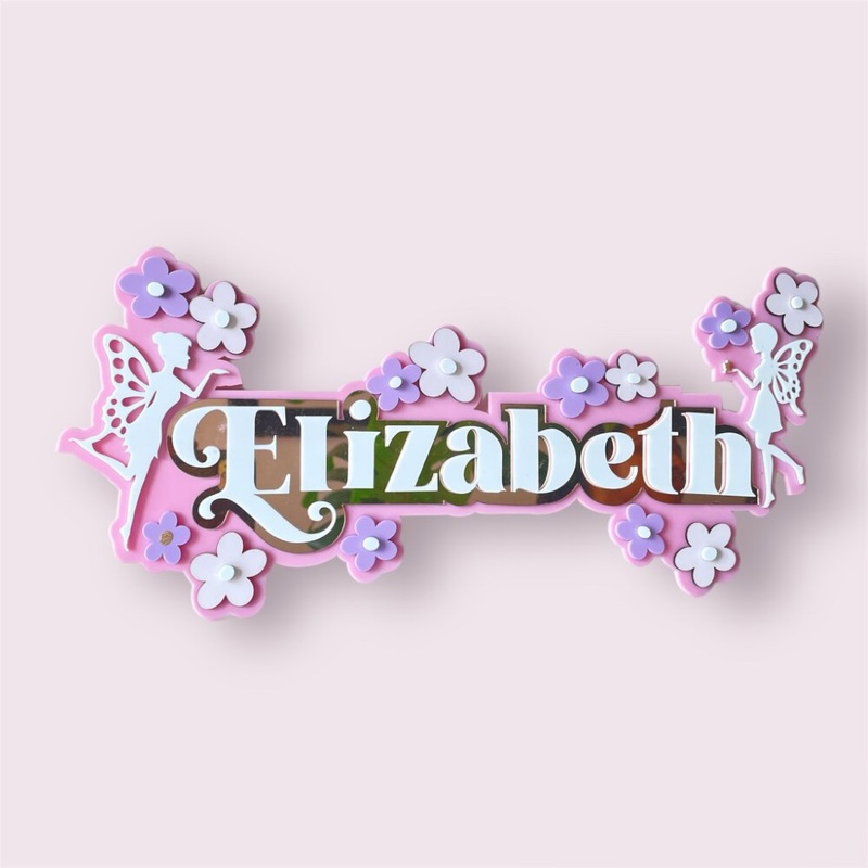 3 Layer  Name Plaque- Fairyland Floral