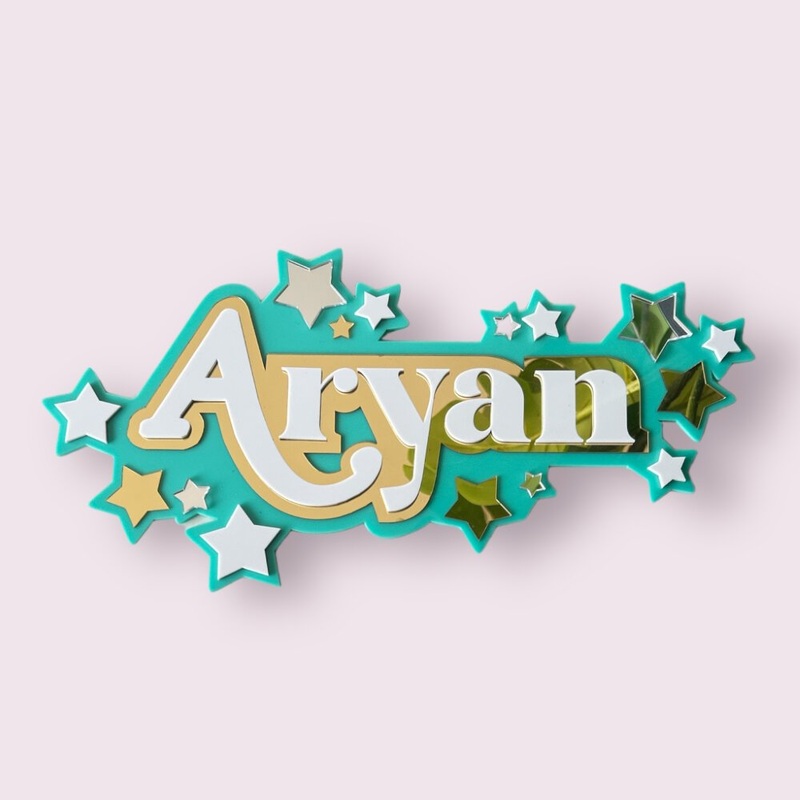 3 Layer  Name Plaque- Stars
