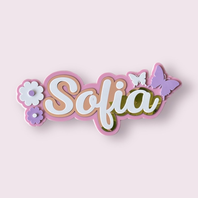 3 Layer  Name Plaque- Winged Petals