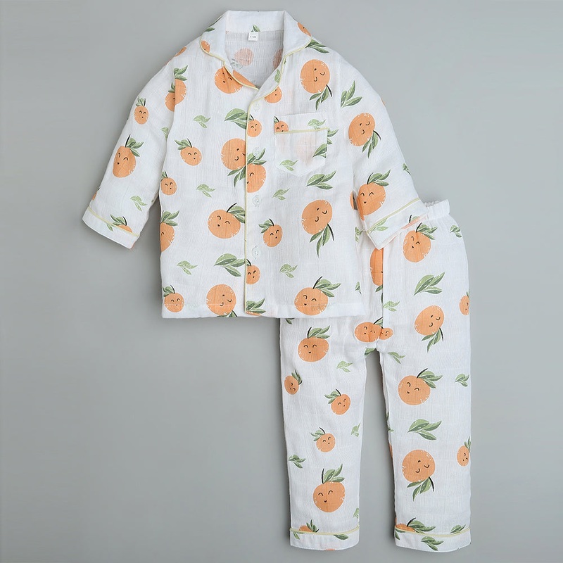 Bamboo Muslin Night Suit – Citrus