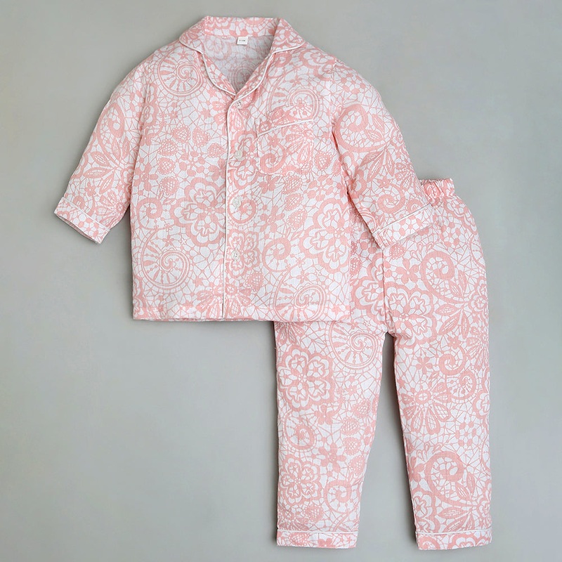 Bamboo Muslin Night Suit – Lace