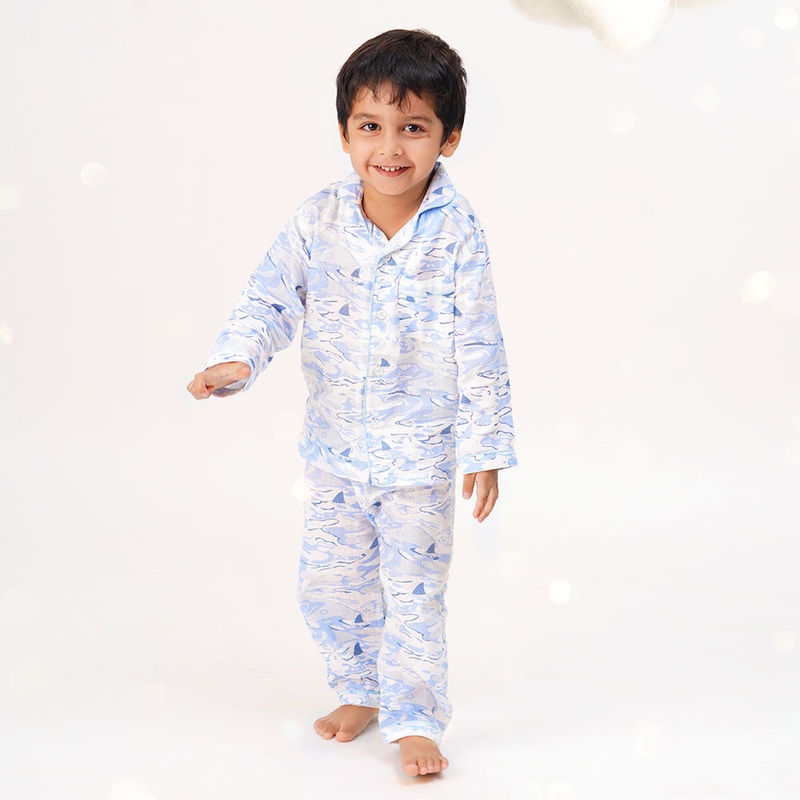 Bamboo Muslin Night Suit – Ocean