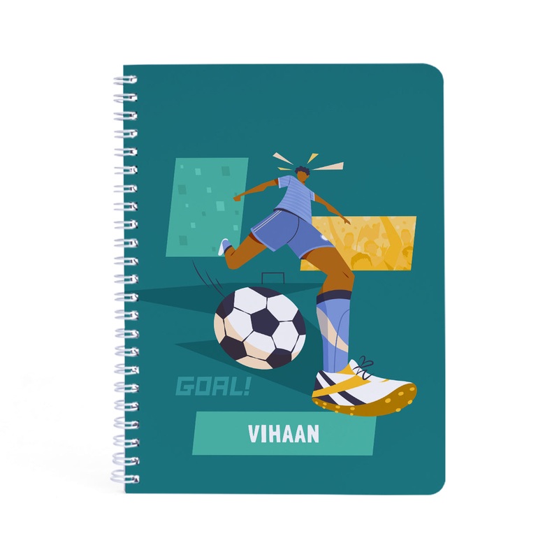 Personalised Spiral Notebook – Football Goals, Boy