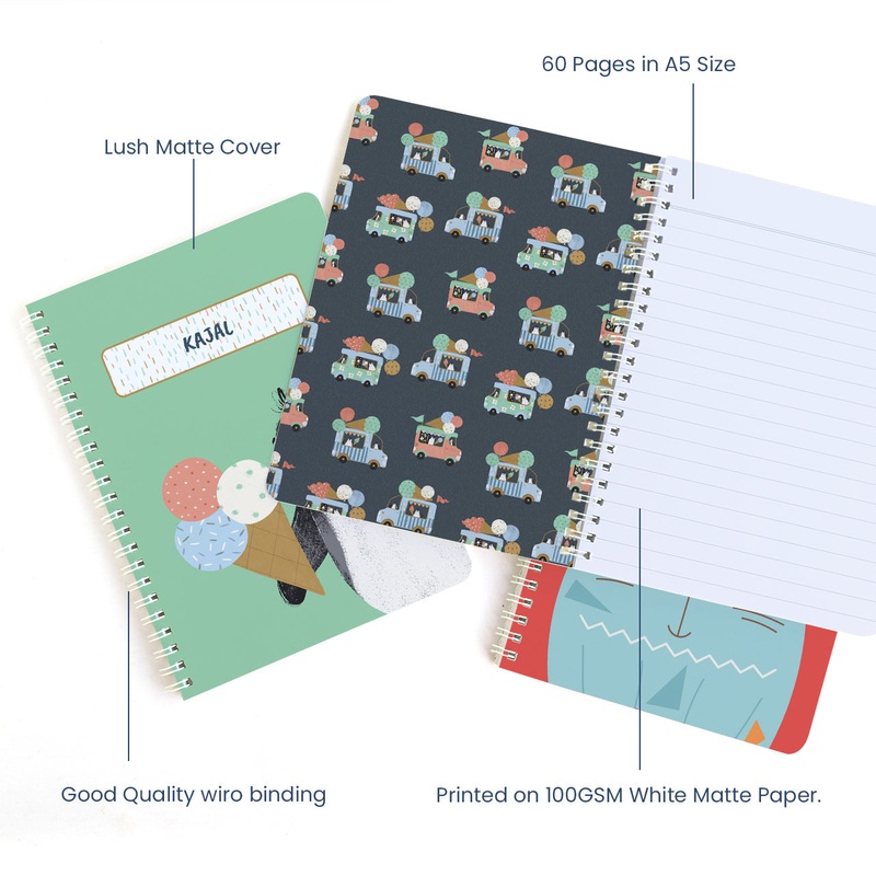 Personalised Spiral Notebook – Ice Cream Fun