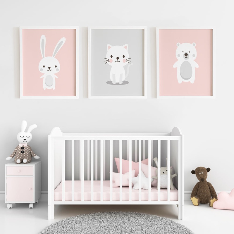 Baby Animal Frames Set – Pink