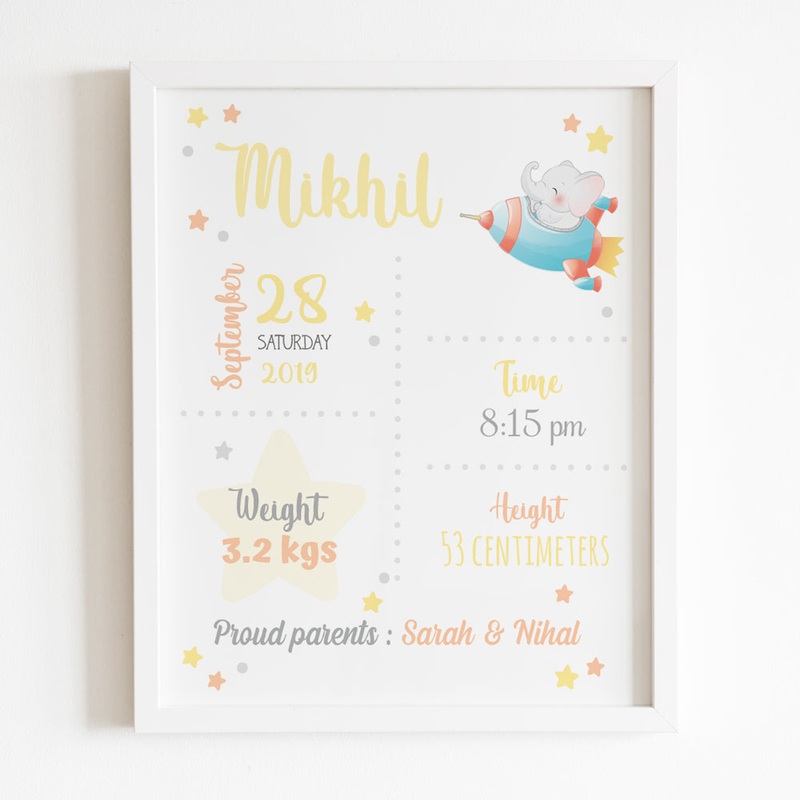 Birth Statistics Frame – Space Theme
