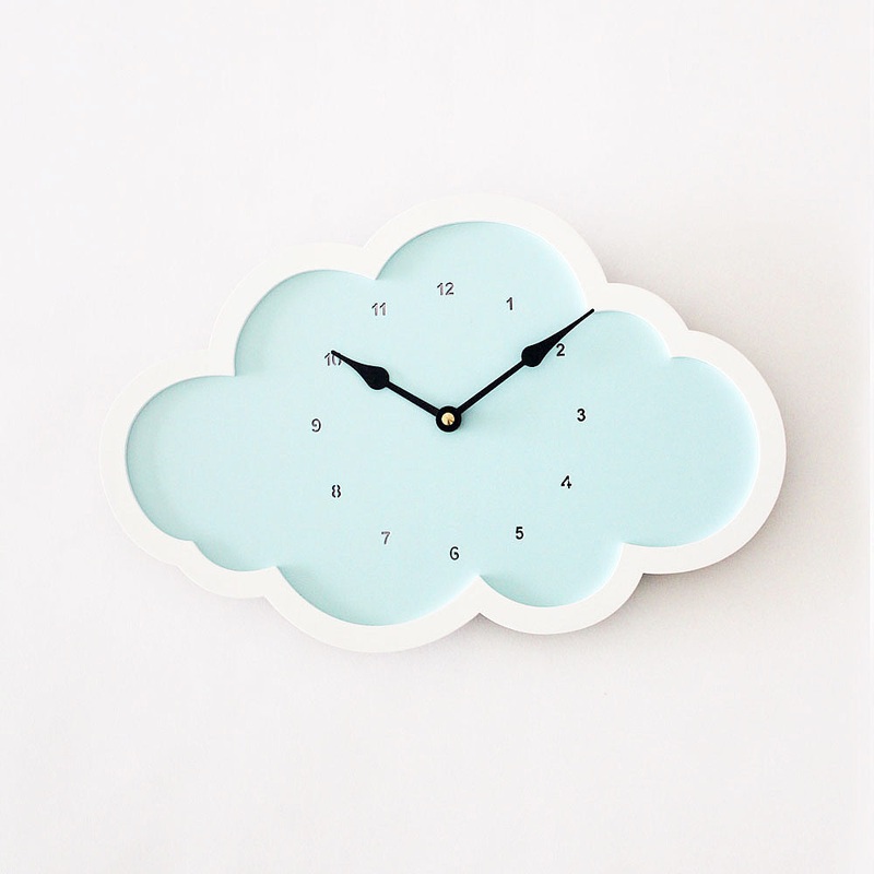 Cloud Clock – Blue – White Border