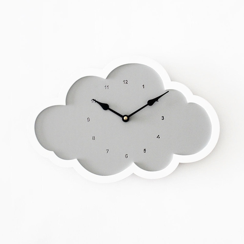 Cloud Clock – Grey – White Border