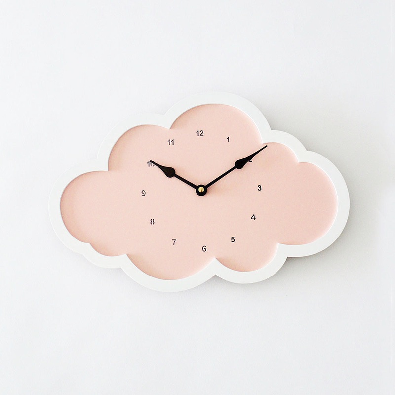 Cloud Clock – Pink – White Border