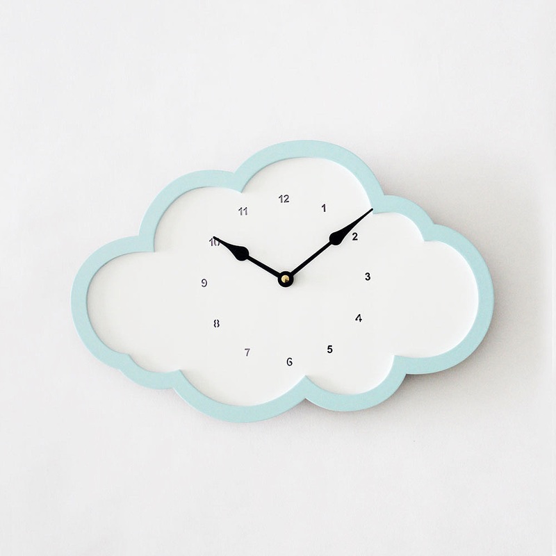 Cloud Clock – White – Blue Border