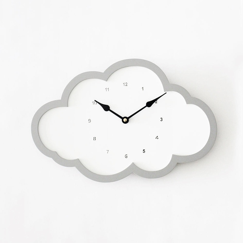 Cloud Clock – White – Grey Border
