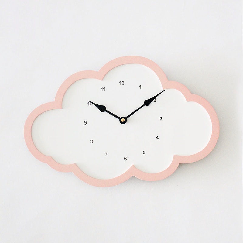 Cloud Clock – White – Pink Border