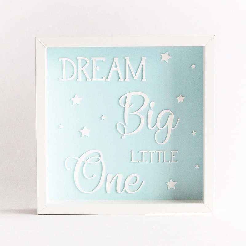 Dream Big Little One Frame – Blue/ Grey/ Pink