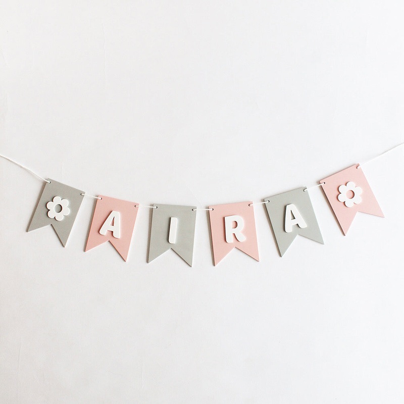 Flag Bunting – Pink & Grey