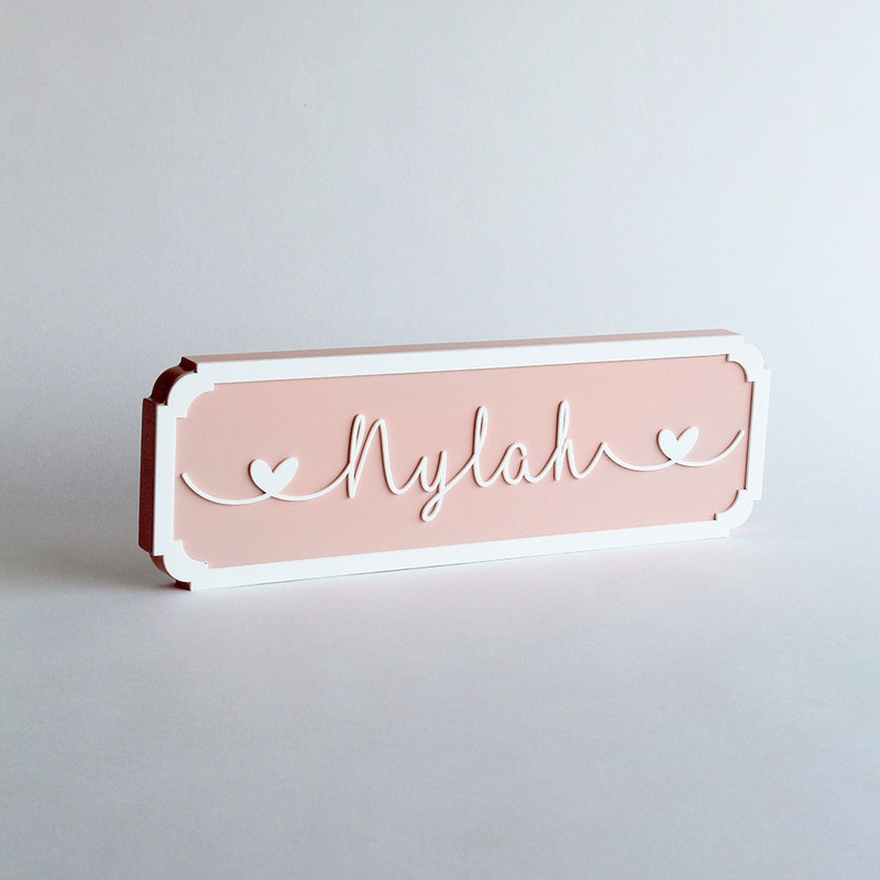 Name Plaque – Cursive, Pink