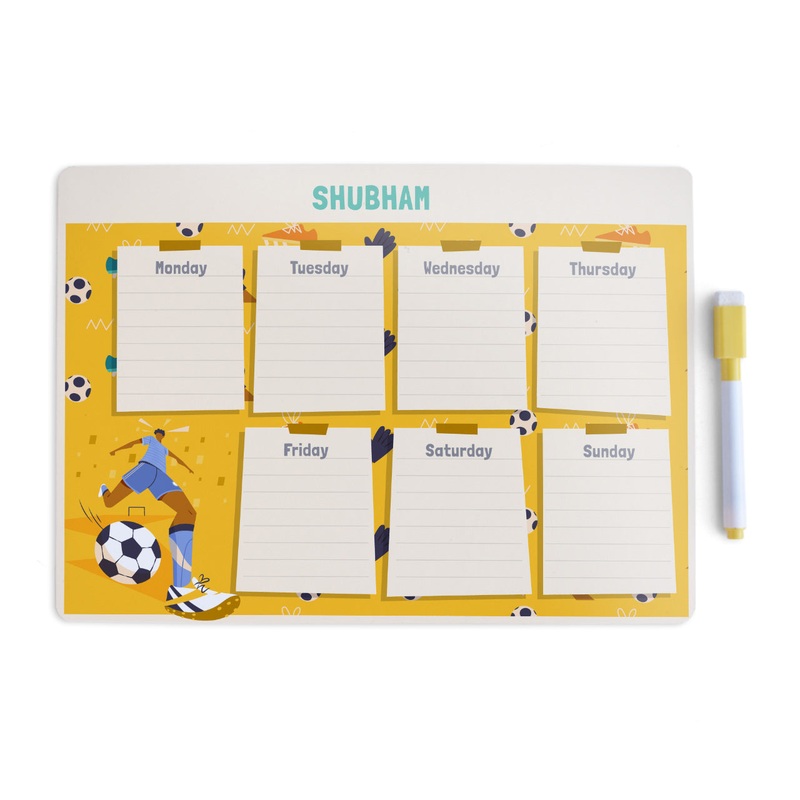 Personalised Meal / Weekly Planner – Football Goals, Boy