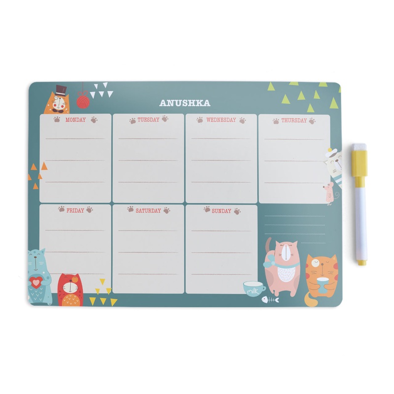 Personalised Meal / Weekly Planner – Kitty Cat