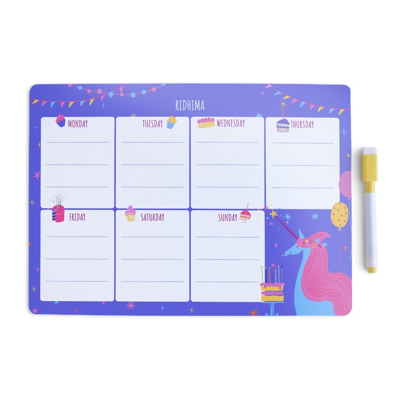 Personalised Meal / Weekly Planner – Magical Unicorn