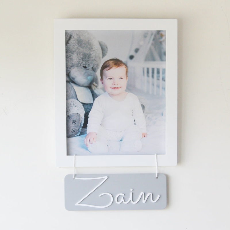 Personalised Name Frame, Grey (Photo Optional)