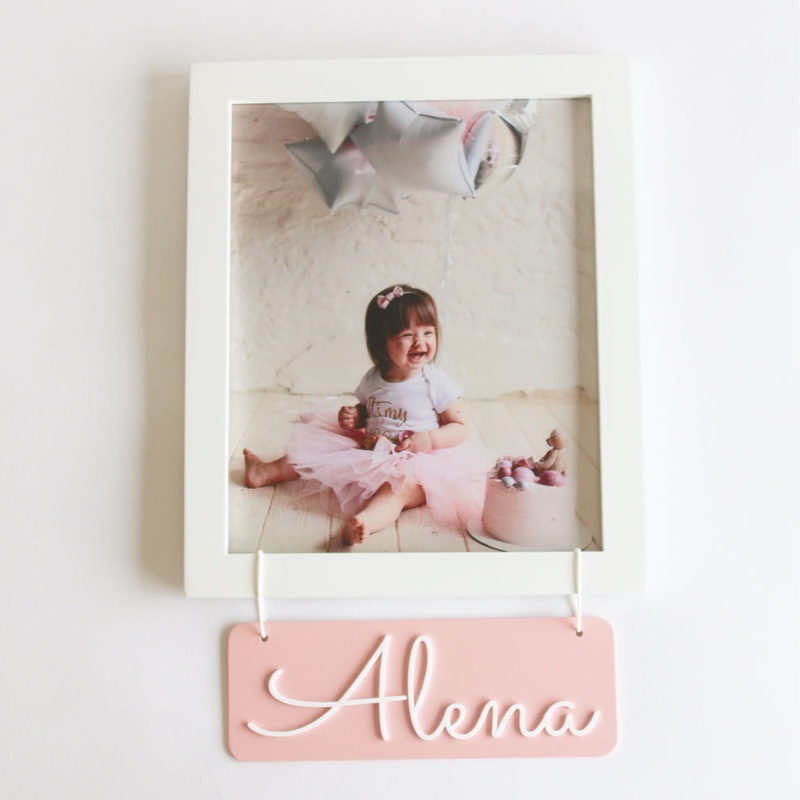Personalised Name Frame, Pink (Photo Optional)