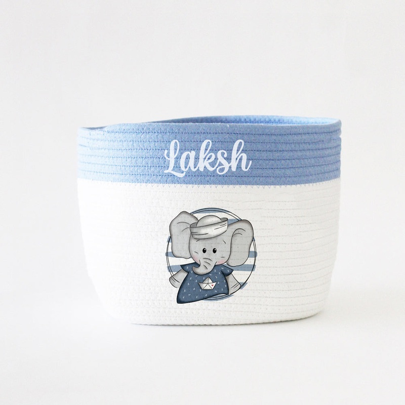 Personalized Storage Basket – Sailor Theme – Blue – Small, Medium