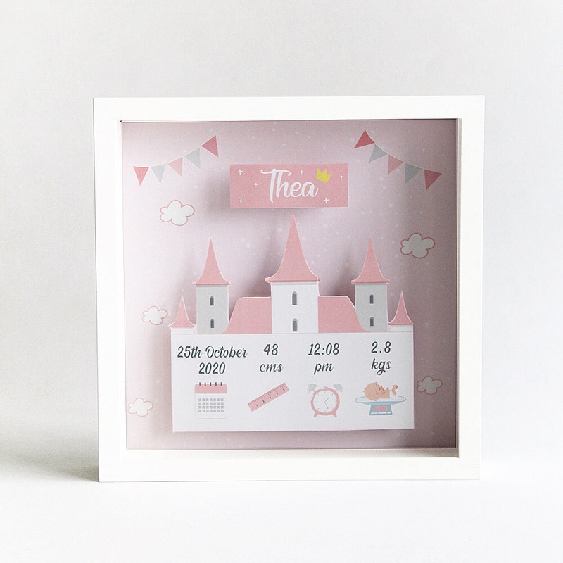 Shadow Box Birth Statistics Frame – Princess