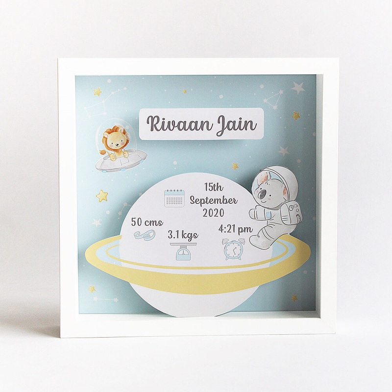 Shadow Box Birth Statistics Frame – Space