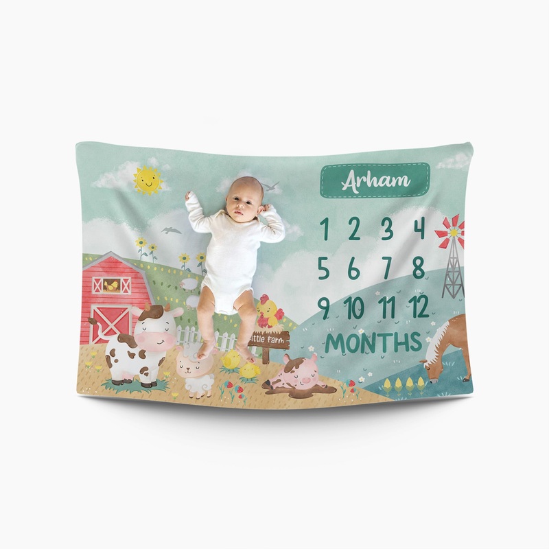Baby Milestone Blanket – Farm Animals