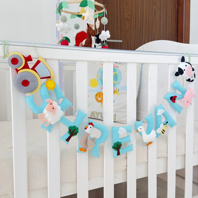 Farm Animals Name Bunting/Garland – Light Blue