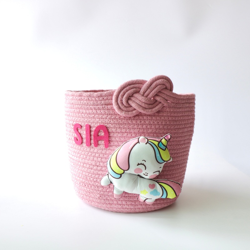 Multipurpose Storage Knotted Basket – Pink (Unicorn)