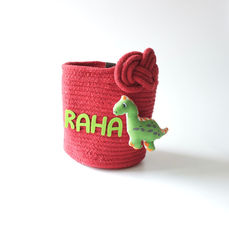 Multipurpose Storage Knotted Basket – Red (Dino)