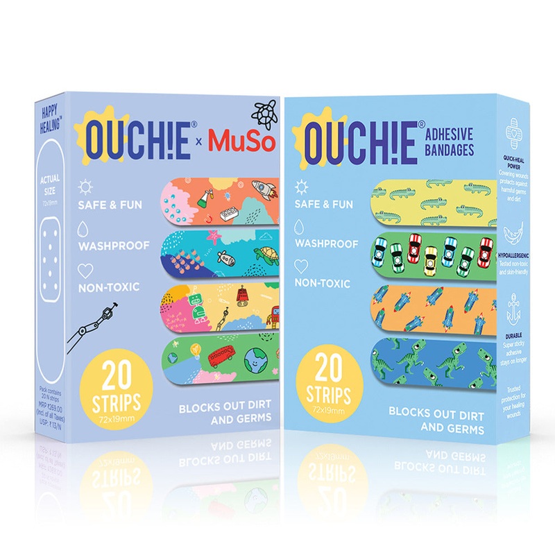 Ouchie x MuSo Non-Toxic Printed Bandages & Adventure Awaits Non-Toxic Printed Bandages Combo Pack (40 Pack)