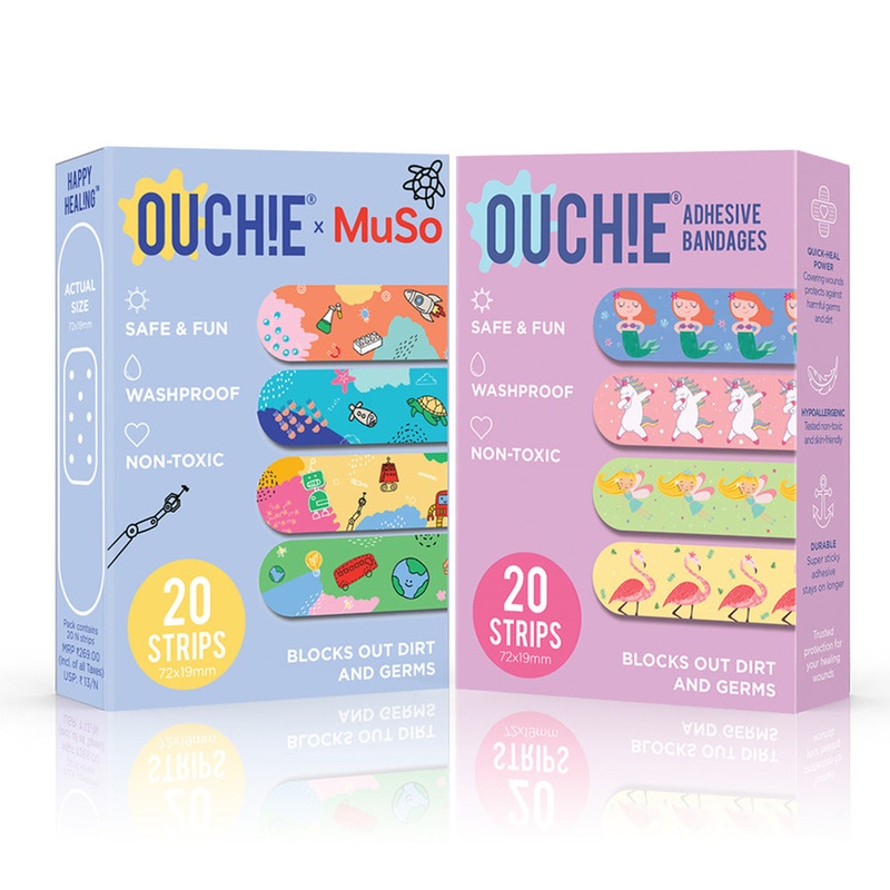 Ouchie x MuSo Non-Toxic Printed Bandages & Fantasy Creatures Non-Toxic Printed Bandages Combo Pack (40 Pack)