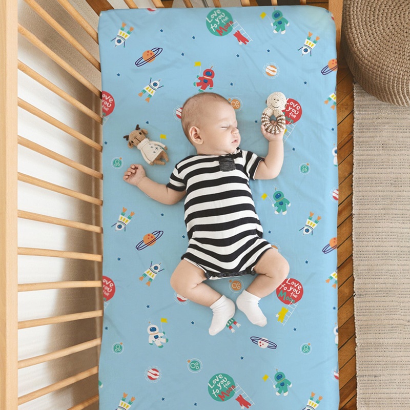 Rabitat 100% Organic Cotton Flat/Fitted Crib Sheet – Love you to the Moon