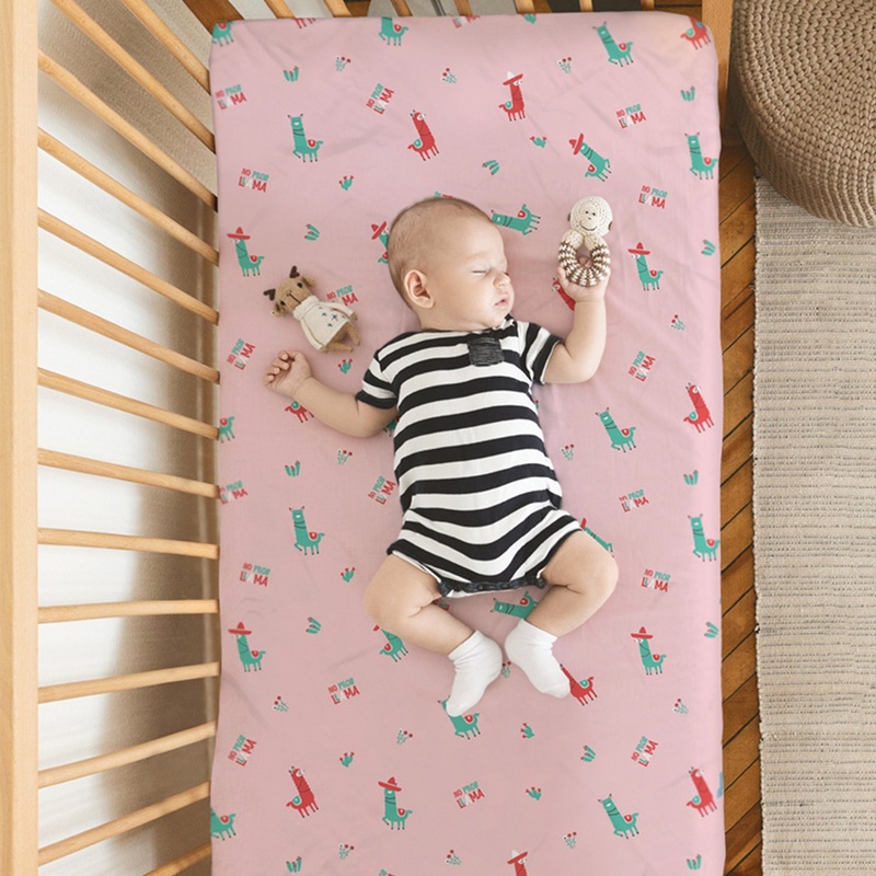 Rabitat 100% Organic Cotton Flat/Fitted Crib Sheet – No Prob Lama