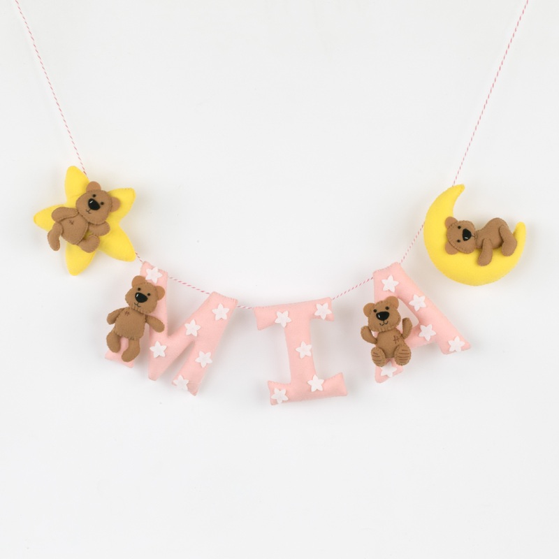 Sweet Dreams Name Bunting/Garland – Light Pink
