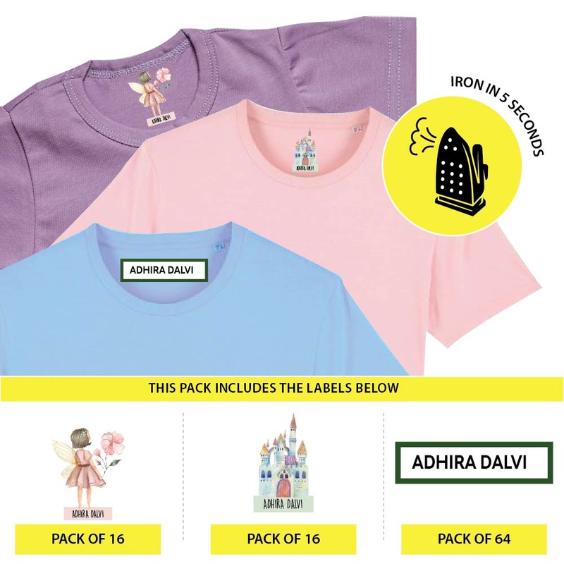 Custom Iron On Labels for Clothes – Fairy Castle (Pack Of 96 Labels)