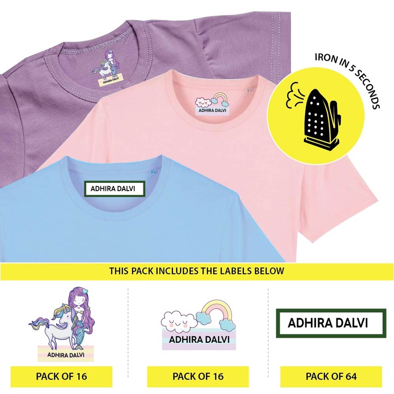 Custom Iron On Labels for Clothes – Mermaid & Unicorn (Pack Of 96 Labels)