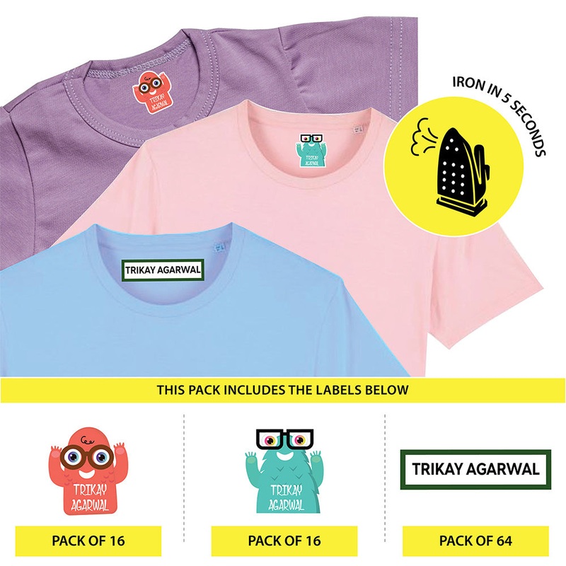 Custom Iron On Labels for Clothes – Monster (Pack Of 96 Labels)
